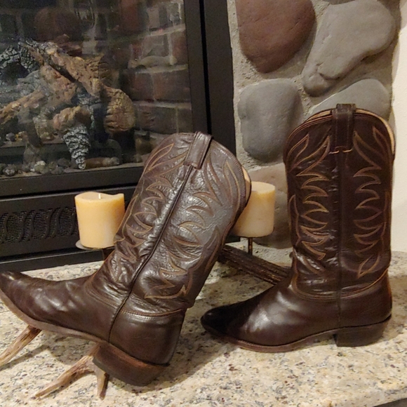 Nocona Chestnut Brown Leather Cowboy Boot - Picture 3 of 7